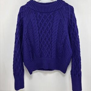 H&M Womens Purple Chunky Cable Knit Cropped Sweater‎ Size XXL Classic Preppy